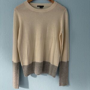 Vince Two-Tone Cream and Gray Sweater